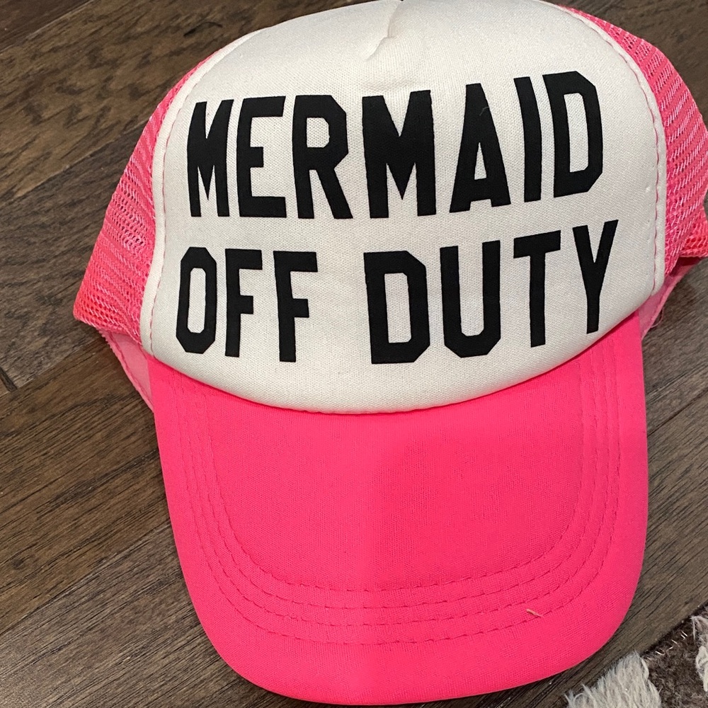 Pink and White 'Mermaid Off Duty' Trucker Hat